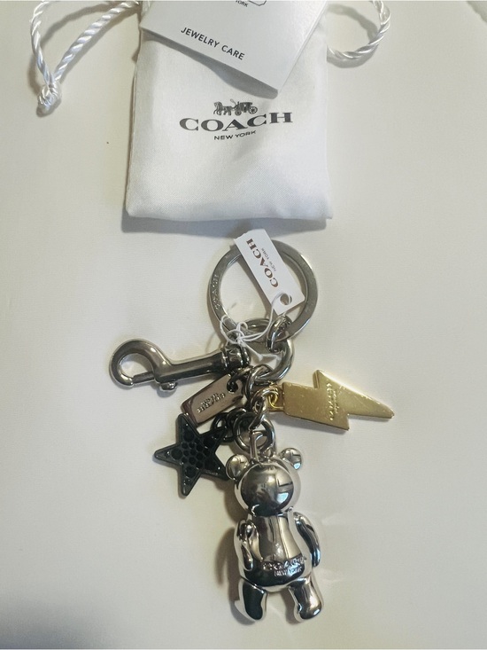 Coach Accessories - NWT RARE HTF COACH Silver Teddy Bear with Star & Lightning Keychain/Bagcharm